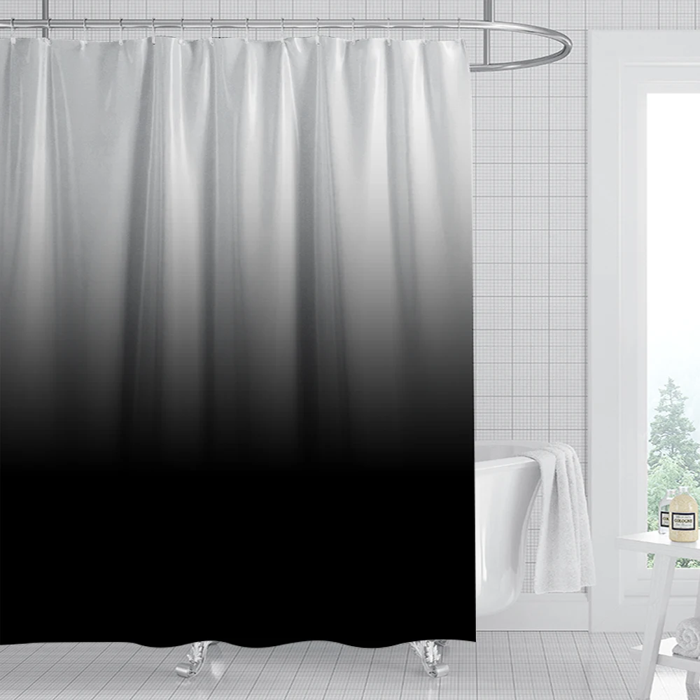Vientisos Spalvos Gradientas Modelis Dušo Curtain Poliesteris Gryna Spalva Dušo Užuolaidos Vonios Kambarys Nustatyti Vandeniui Dušo Užuolaidos 1