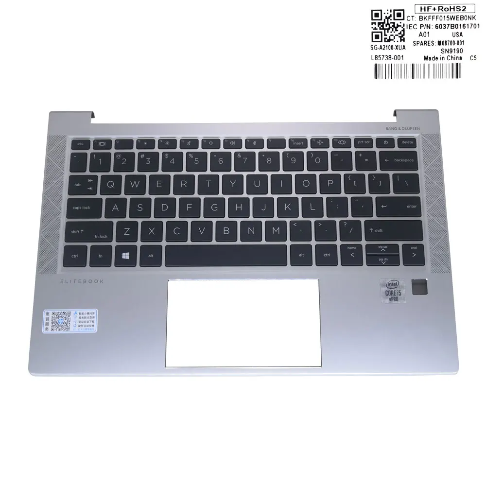 Anglų nešiojamojo kompiuterio klaviatūra HP Elitebook 830 835 G7 MUS juoda klaviatūros sidabro Palmrest padengti M08700-001 SG-A2100-XUA L85738-001