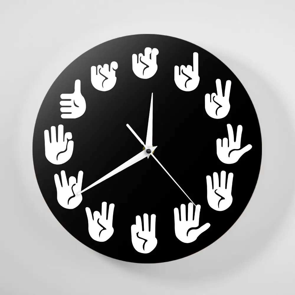 Amerikos Gestų Kalba Sieninis Laikrodis Unikalus Rankų darbo ASL Laikrodis Sienų Dekoras Dovana Mokytojui Klasėje Mokymo Pagalba Sakau Laikas