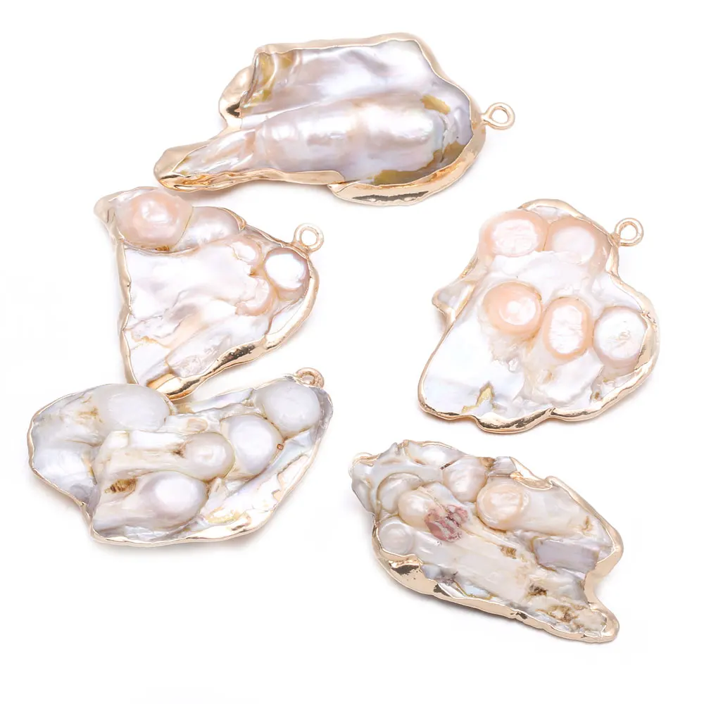 Natūralių Perlų Nereguliarus Golden Pearl Shell Pakabukas bižuterijos 