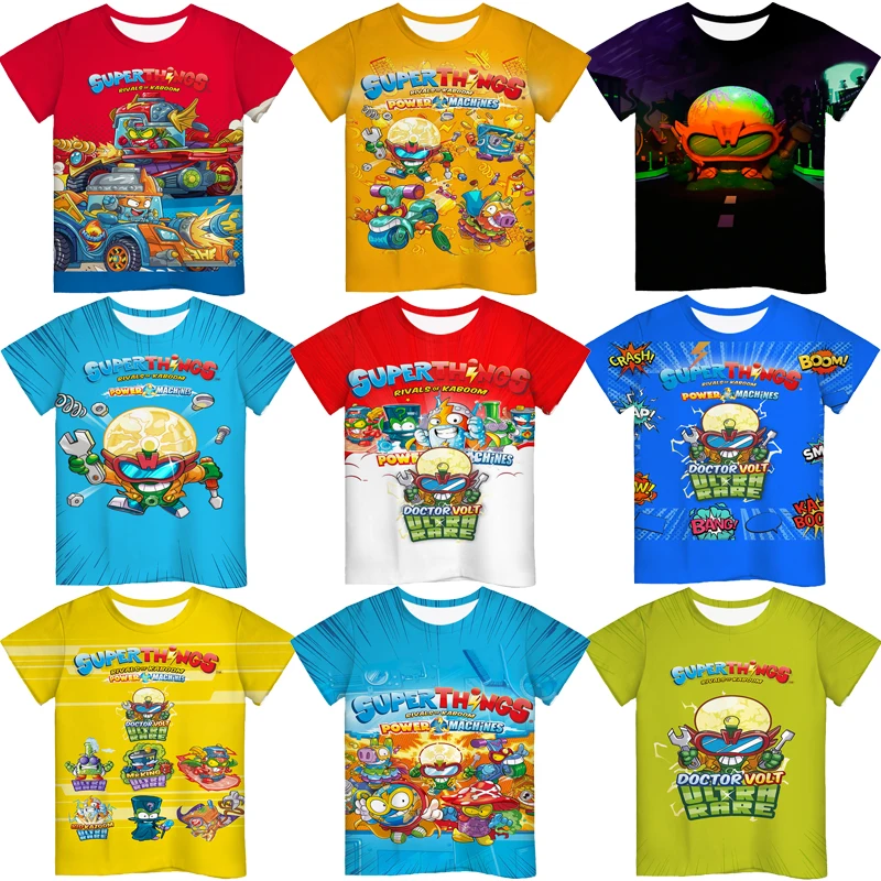 Vaikams Super Zings 7 T-shirt Vasarą Vaikai Superthings Galios Mašinos Tshirts Bamblys Animacinių filmų Anime Marškinėliai Berniukams, Mergaitėms 3D Tees 0