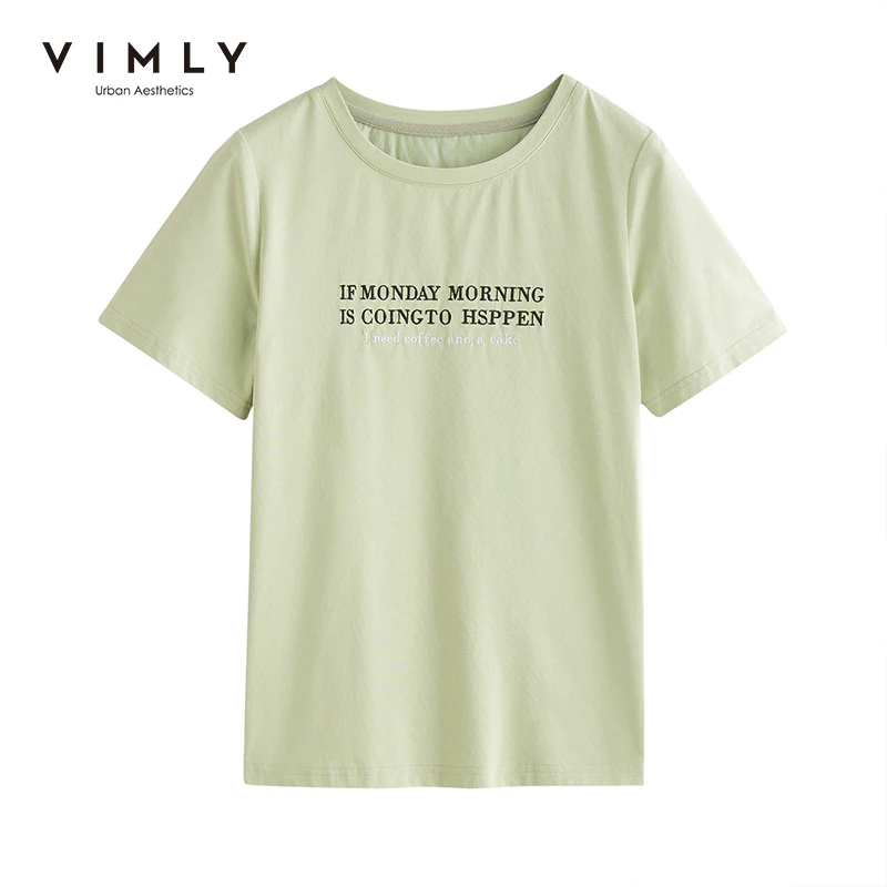 VIMLY Vasaros Tshirts Moterų Atsitiktinis Raidžių Spausdinti vatos Pagaliukai Streetwear Oneck moteriški marškinėliai Moteriška Prarasti Plonas Viršūnes F7916 1