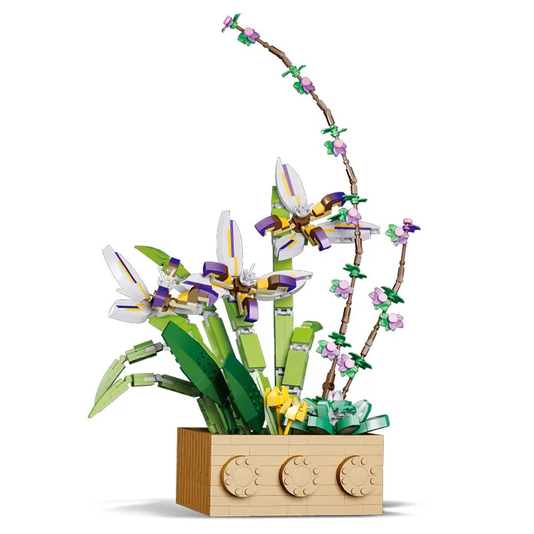 Pastato Blokas Gėlė Orchidėja Serijos Bonsai Mergina Statyti Žaislas Gėlės Suaugusiųjų Gėlių Kompozicijų Asamblėjos Žaislai, Dovanos