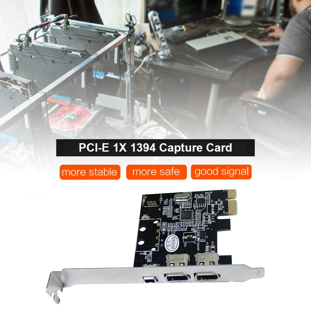 PCI-E 1X iki 16X 1394 DV Vaizdo įrašymo Plokštę su 6 Pin 4 Pin Firewire Adapteris Stalinis Kompiuteris 3 Port PCI-E 1X 1394 Kortelės 1