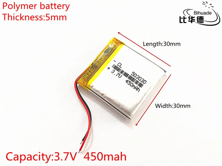 Litro energijos baterija Polimero baterijos 450 mah 3.7 V 503030 smart home Li-ion baterija dvr GPS mp3 mp4