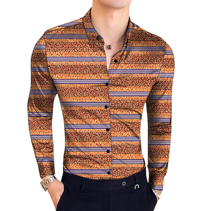 Nigerijos Mados vyriški Marškiniai ilgomis Rankovėmis Viršūnes Spalvinga Spausdinti Modelius Vyrų Afrikos Vestuves, Komplektai, Individualų 3