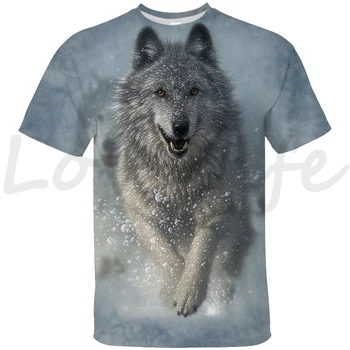 Gyvūnų Wolf 3D Print T Shirt Vyrams Vasaros Cool Marškinėlius Unisex Vilkas T-shirt Harajuku Streetwear Vyrų Trumpas Rankovėmis Tee Viršūnės