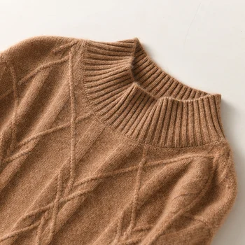 Vilnos, kašmyro megztinis moterims prarasti atsitiktinis megzti pusę aukšto kaklo megztinis 2021 nauji aukštos kokybės rudens ir žiemos megztinis 2